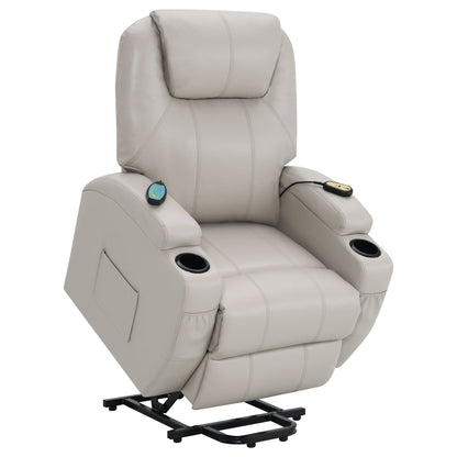 Sanger Upholstered Power Lift Recliner Chair with Massage Champagne