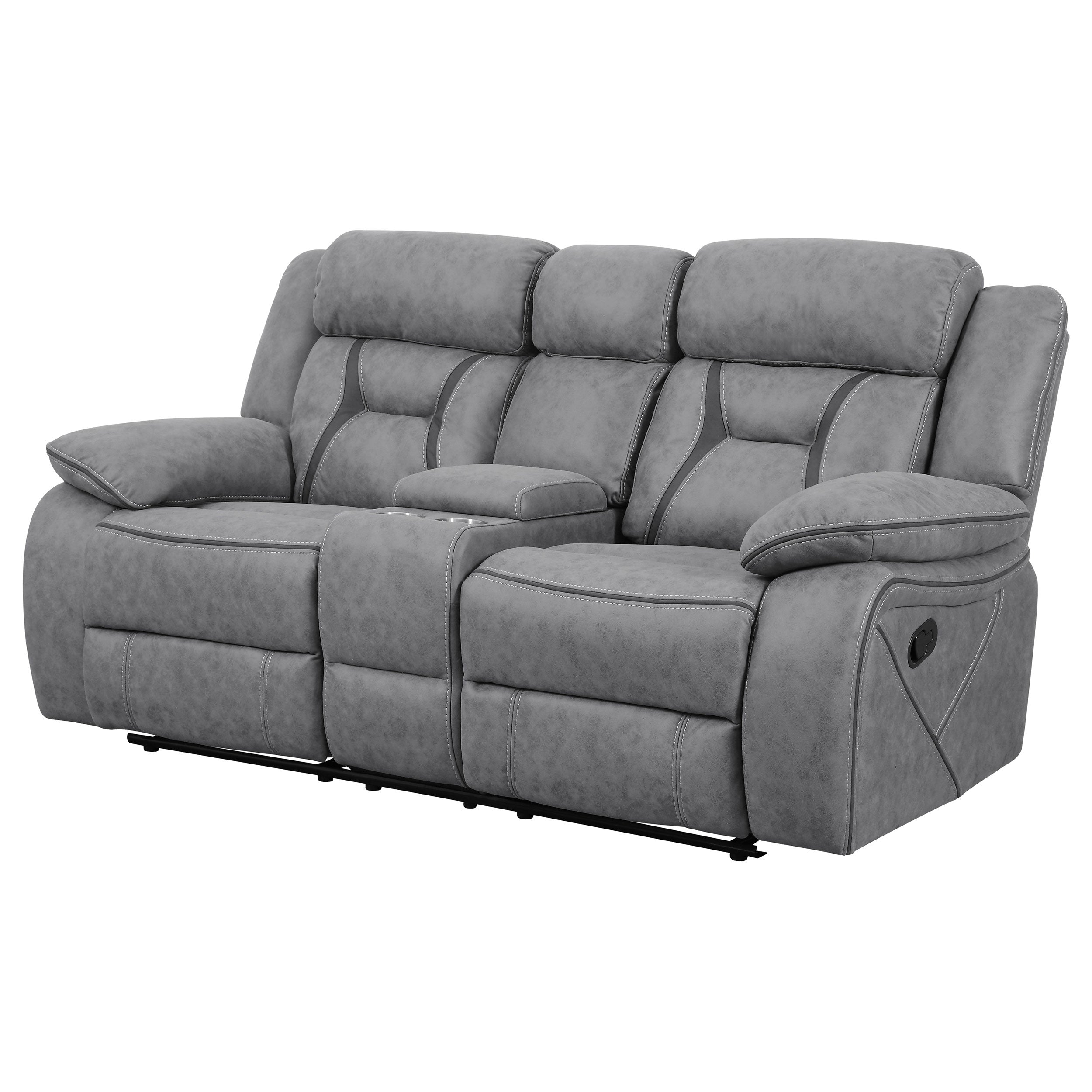 Higgins Pillow Top Arm Motion Loveseat with Console Grey