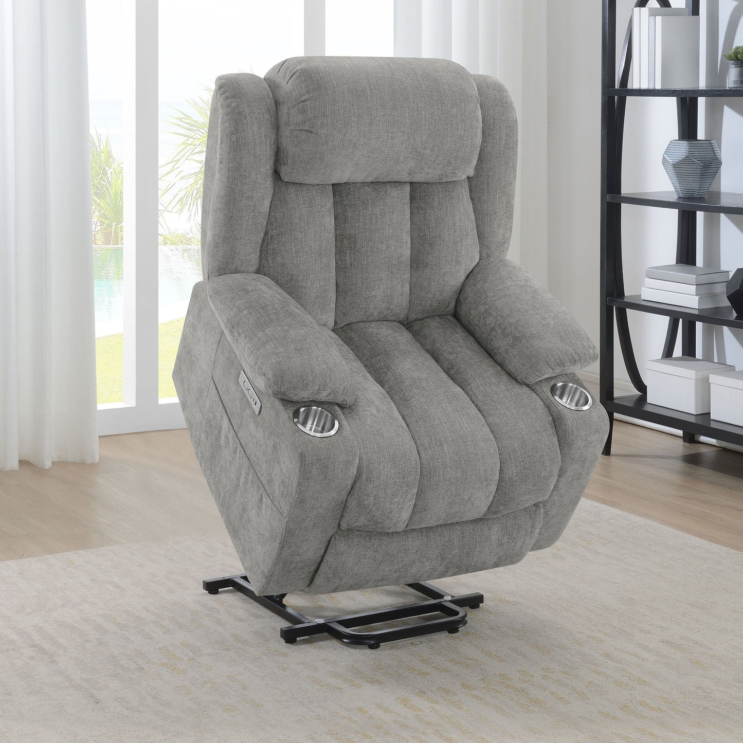 Houston Upholstered Power Lift Recliner Grey