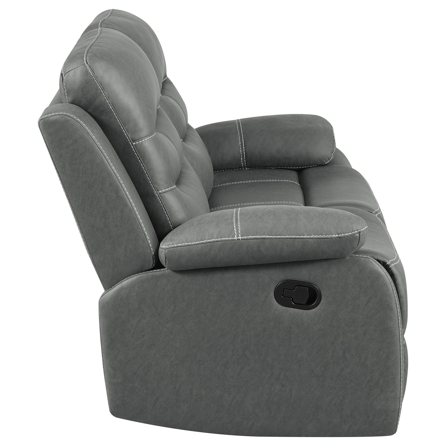 Nova Upholstered Motion Reclining Loveseat Dark Grey