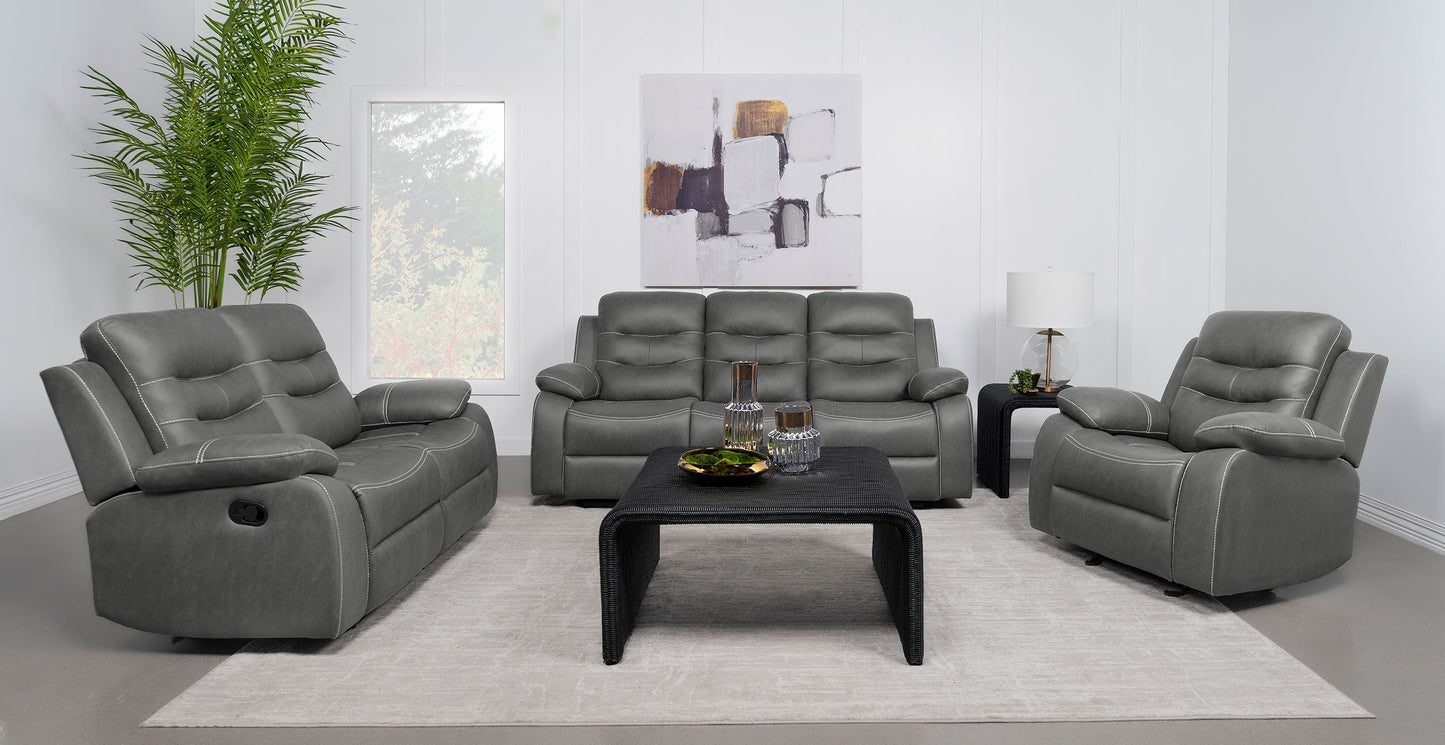 Nova Upholstered Motion Reclining Loveseat Dark Grey