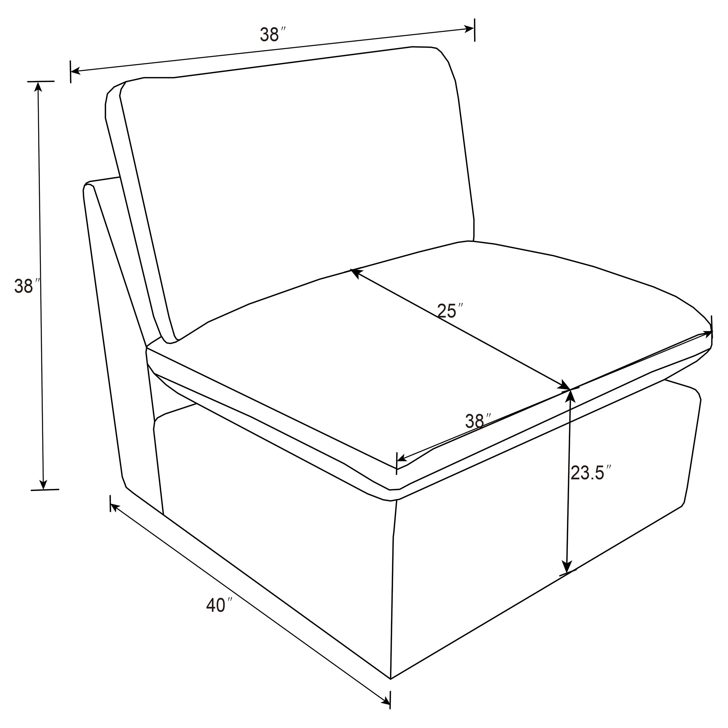 Collins Modular Armless Chair Dark Grey