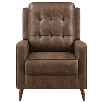 Davidson Upholstered Tufted Push Back Recliner Brown