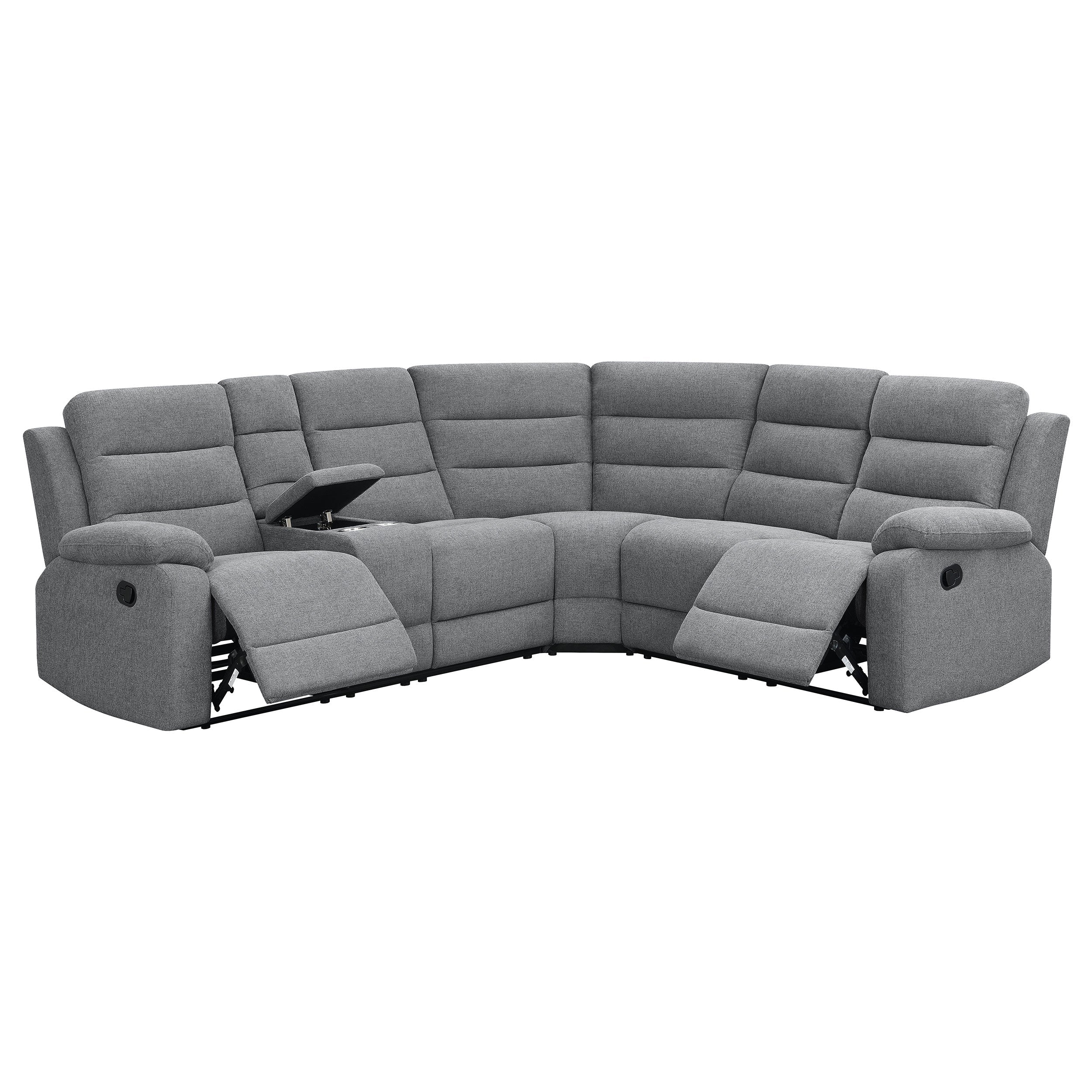 David 3-piece Upholstered Motion Sectional with Pillow Arms Smoke