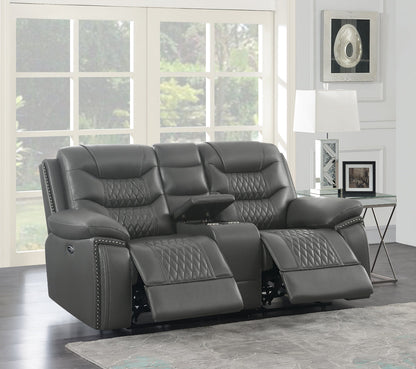 Flamenco Tufted Upholstered Power Loveseat with Console Charcoal