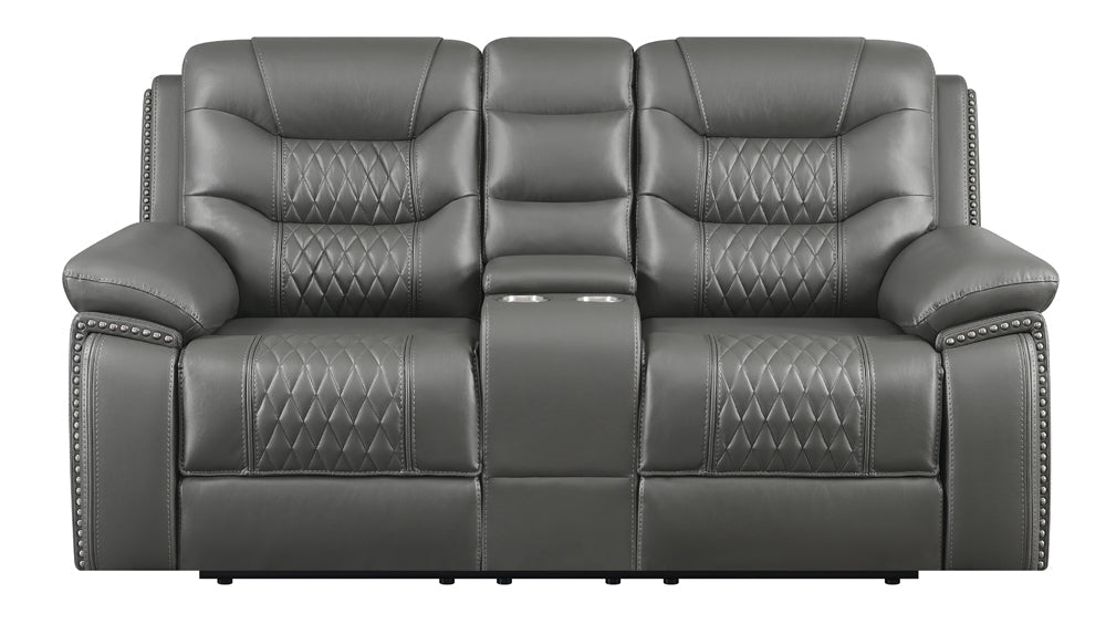 Flamenco Tufted Upholstered Power Loveseat with Console Charcoal