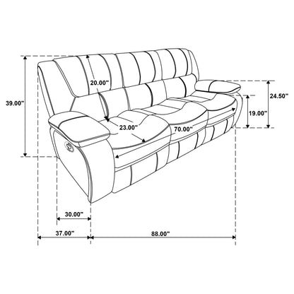 Camila Upholstered Motion Reclining Sofa Red Faux Leather