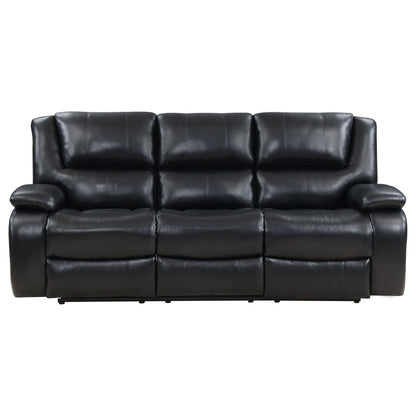 Camila Upholstered Motion Reclining Sofa Black