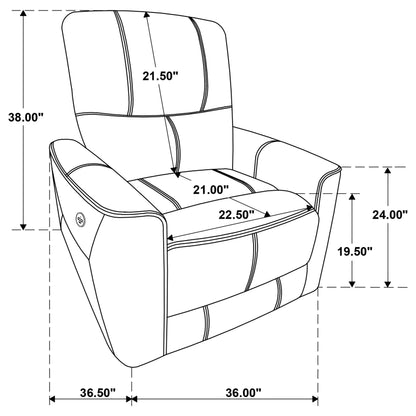 Greenfield Upholstered Power Recliner Chair Saddle Brown