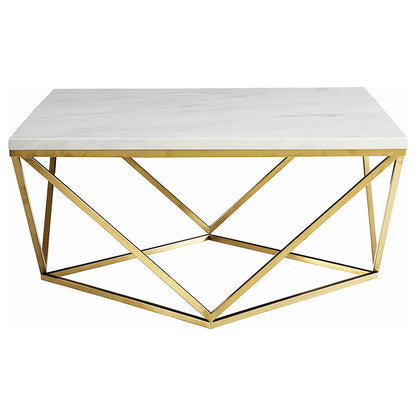 Meryl Square Coffee Table White and Gold