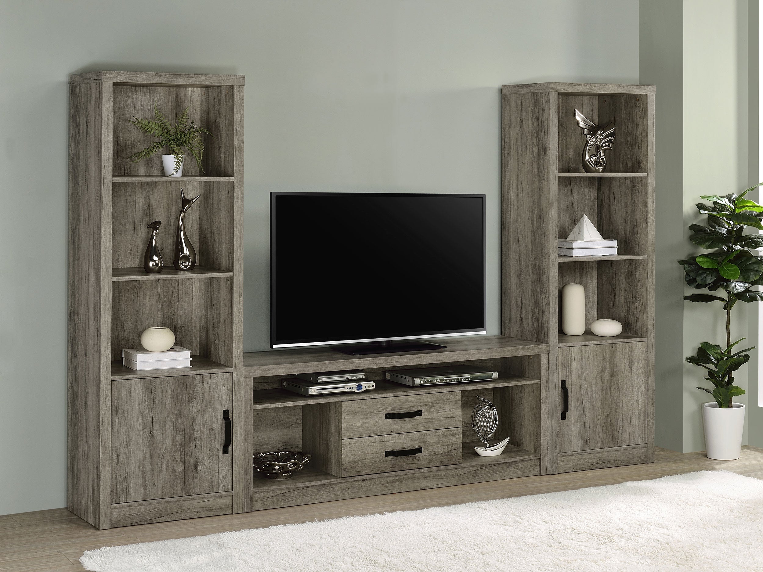 Burke 3-piece Entertainment Center Grey Driftwood