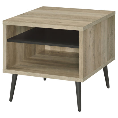 Welsh Square Engineered Wood End Table With Shelf Antique Pine and Grey