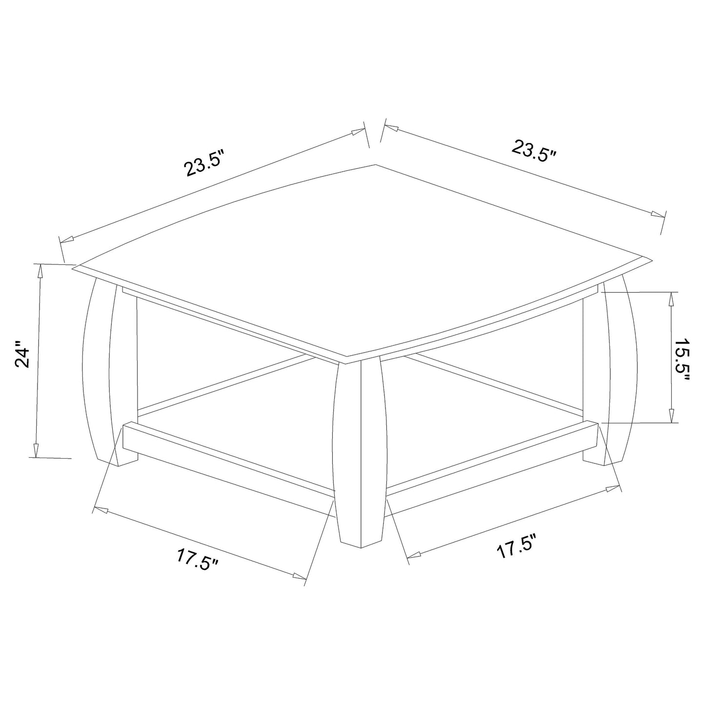 Dixon Square End Table with Bottom Shelf Espresso