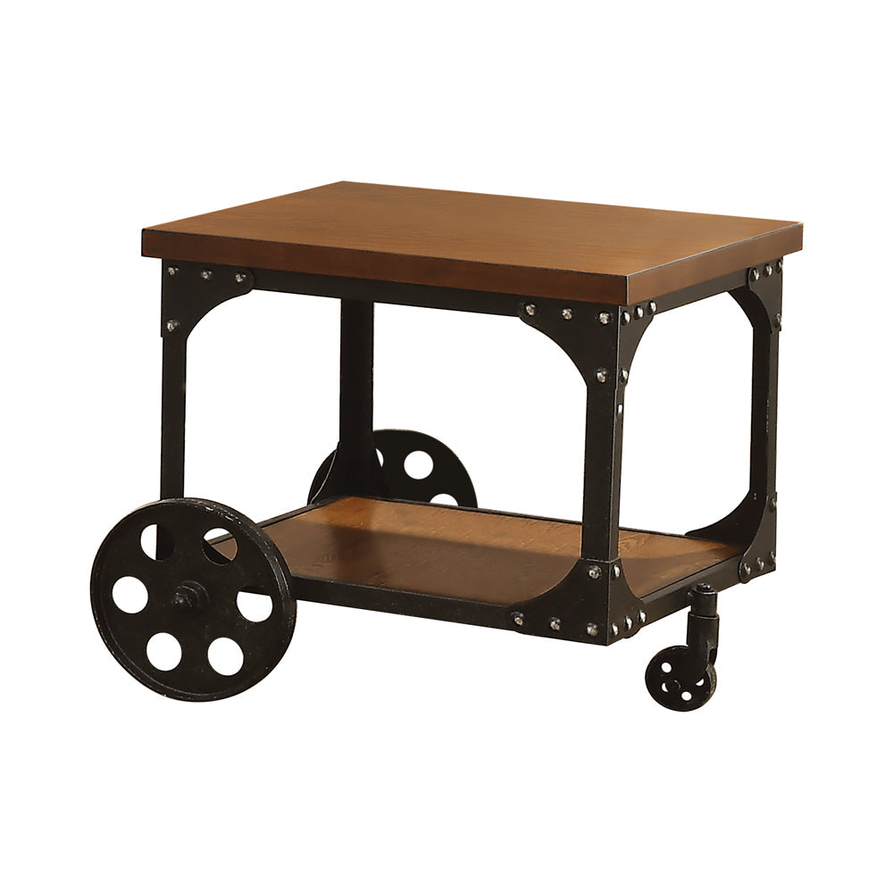 Shepherd End Table with Casters Rustic Brown