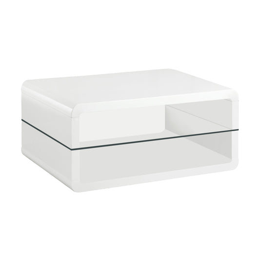 Elana Rectangle 2-shelf Coffee Table Glossy White