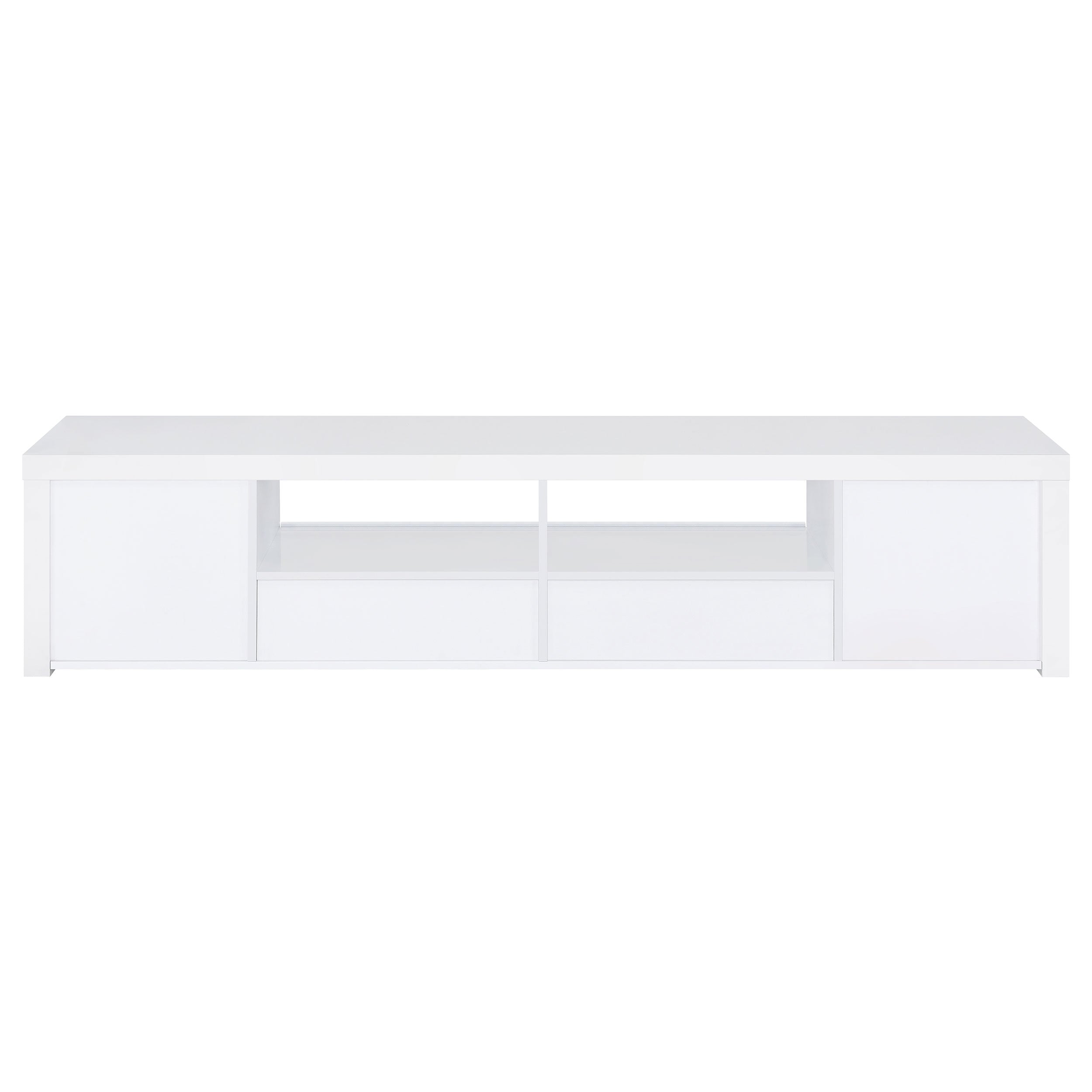 Jude 2-door 79" TV Stand With Drawers White High Gloss