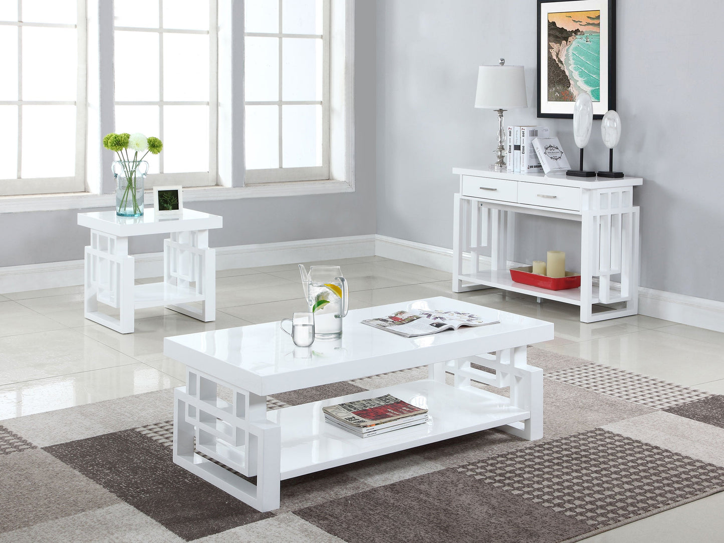 Schmitt Rectangular Coffee Table High Glossy White