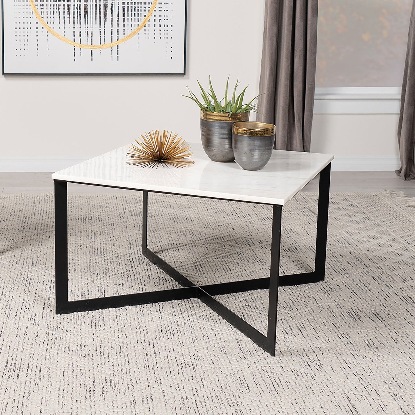 Tobin Square Marble Top Coffee Table White and Black