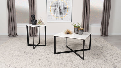 Tobin Square Marble Top Coffee Table White and Black