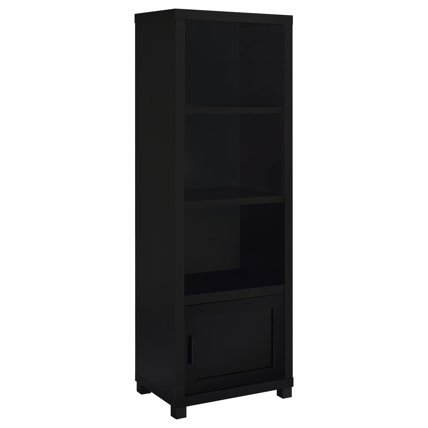 Jupiter 3-shelf Media Tower Bookcase with Storage Cabinet Black