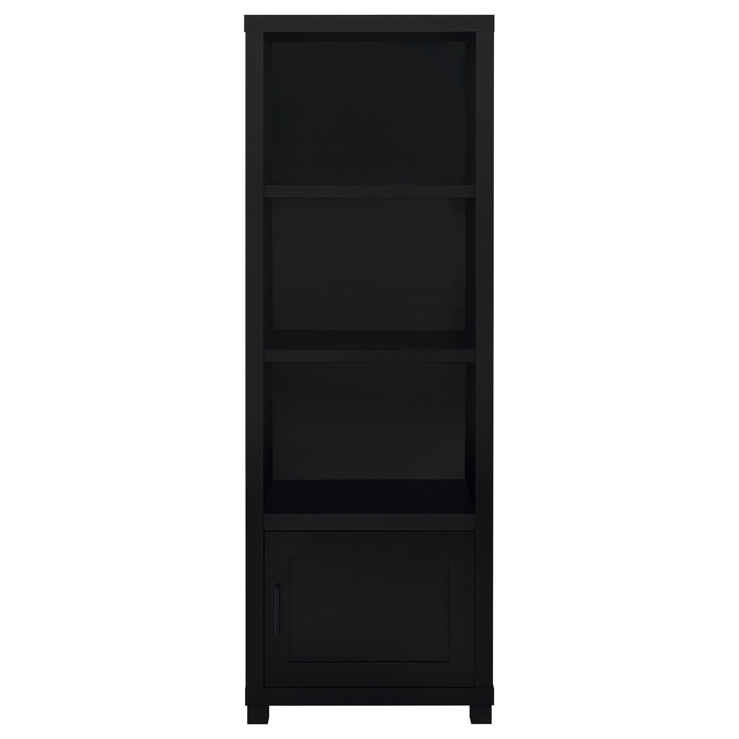 Jupiter 3-shelf Media Tower Bookcase with Storage Cabinet Black