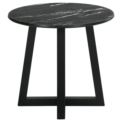 Skylark Round End Table with Marble-like Top Letizia and Light Oak