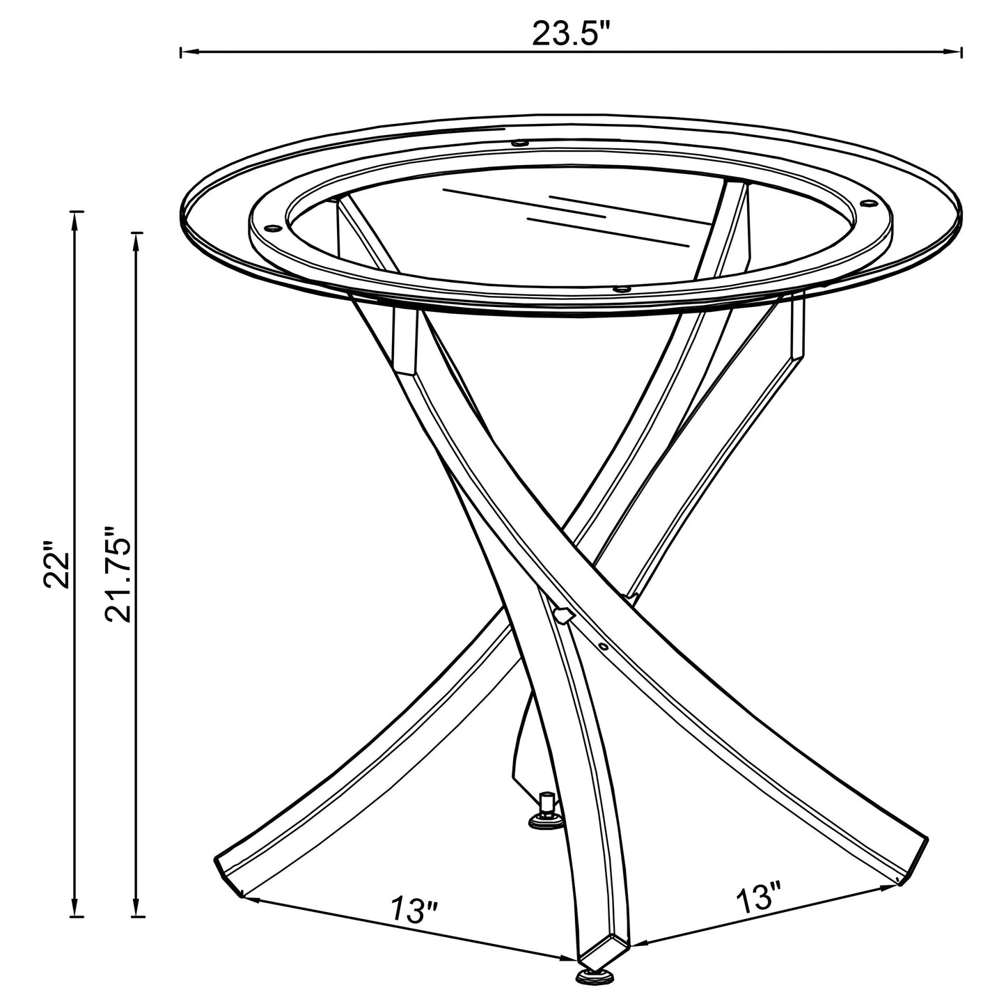 Brooke Round Glass Top Side End Table Metal Base Brass