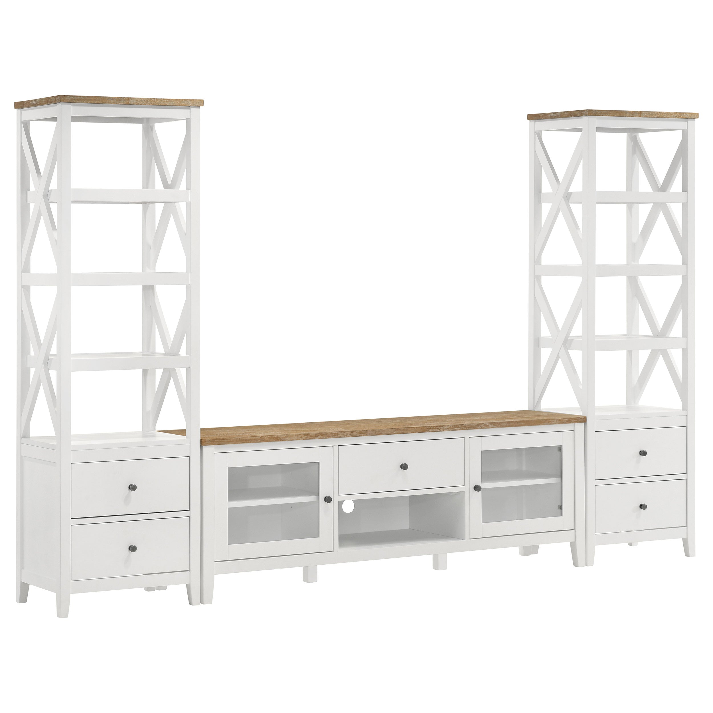 Angela 2-door Wooden 67" TV Stand Brown and White