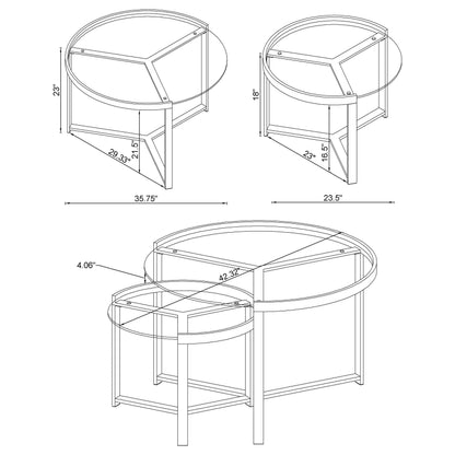 Delia 2-Piece Round Glass Top Nesting Coffee Table Clear and Chrome