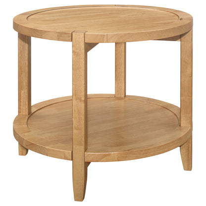 Camillo Round Solid Wood Side End Table Maple Brown