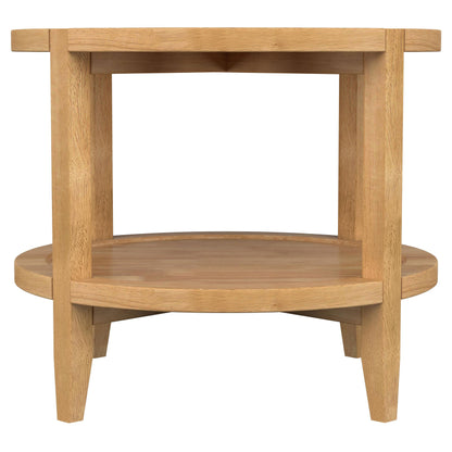 Camillo Round Solid Wood Side End Table Maple Brown