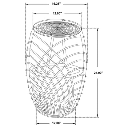 Dahlia Round Glass Top Woven Rattan End Table Natural Brown