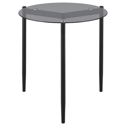 Rosalie Round Smoked Glass Top End Table Sandy Black