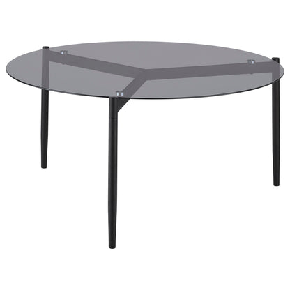 Rosalie Round Smoked Glass Top Coffee Table Sandy Black