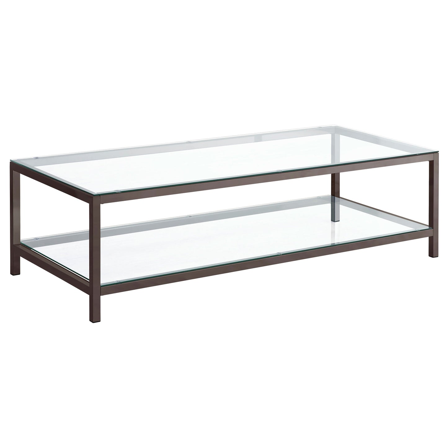 Trini Coffee Table with Glass Shelf Black Nickel