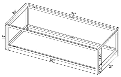 Trini Coffee Table with Glass Shelf Black Nickel