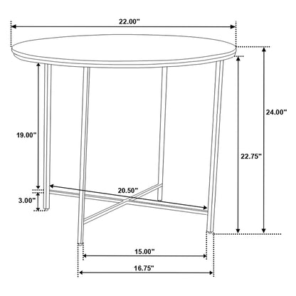 Ellison Round X-cross End Table White and Gold