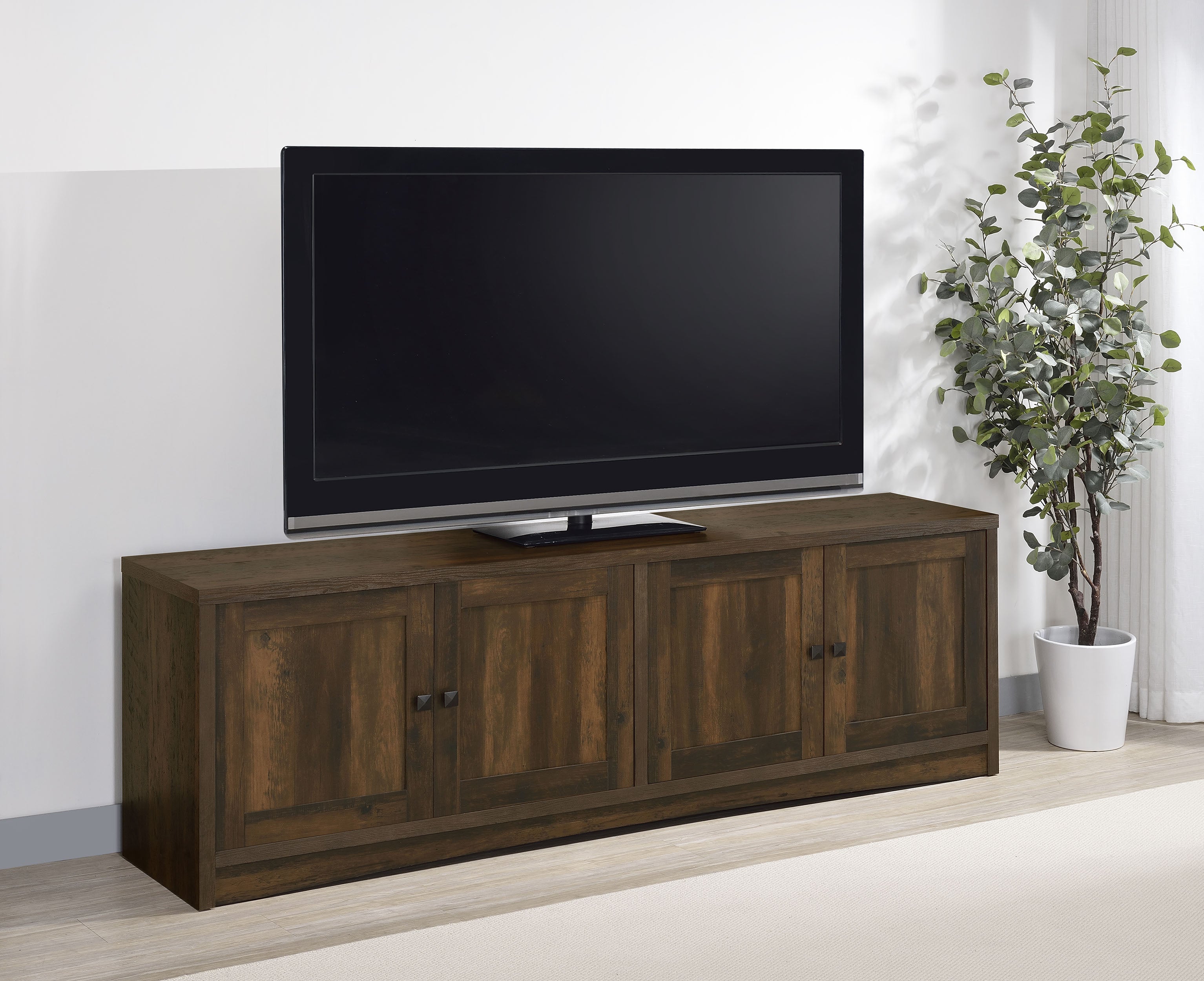 Laughlin 4-door Engineered Wood 78-inch TV Stand Dark Pine