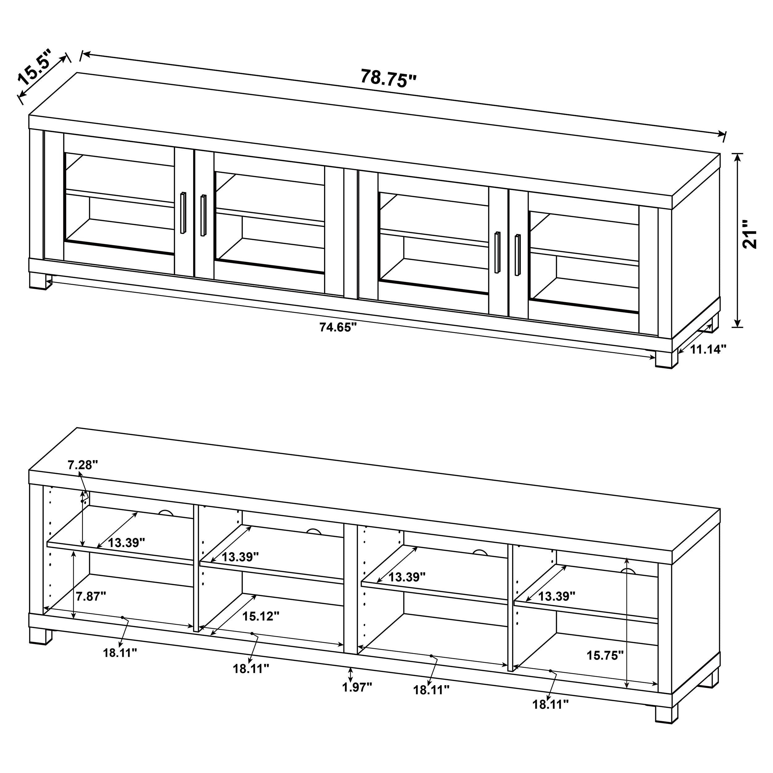 Sachin 3-piece Entertainment Center With 79" TV Stand Antique Pine