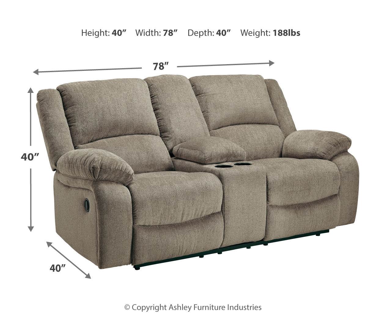 Draycoll DBL Rec Loveseat w/Console