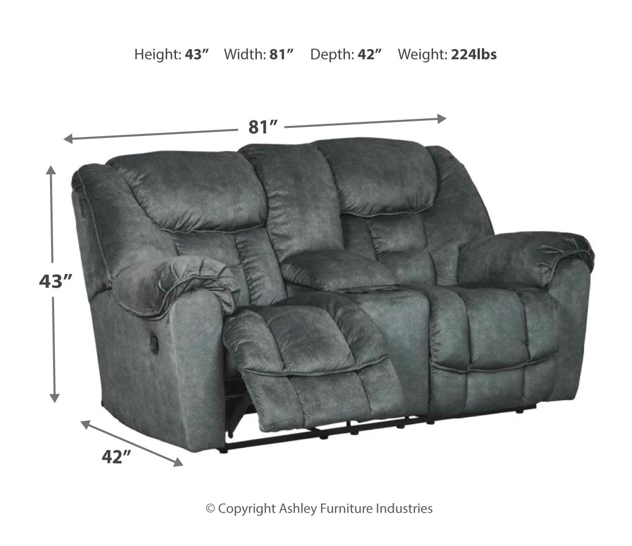 Capehorn DBL Rec Loveseat w/Console