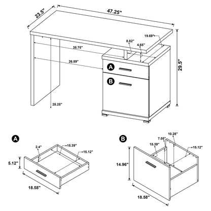 Irving 2-drawer Office Desk with Cabinet Cappuccino