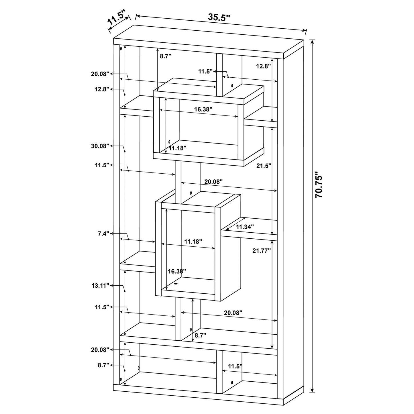 Howie 10-shelf Bookcase White