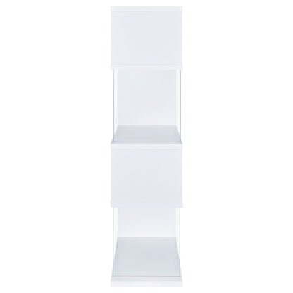 Emelle 4-tier Bookcase White and Clear