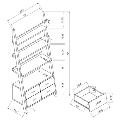 Colella 4-drawer Storage Bookcase Cappuccino