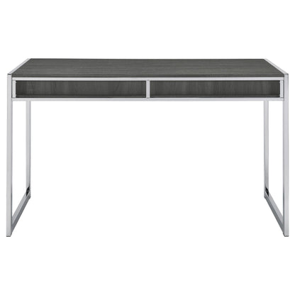 Wallice 2-drawer Writing Desk Weathered Grey and Chrome