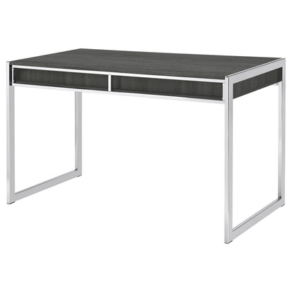 Wallice 2-drawer Writing Desk Weathered Grey and Chrome