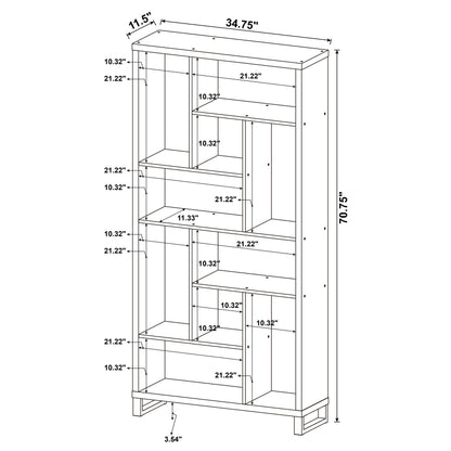 Delwin 10-shelf Bookcase Antique Nutmeg