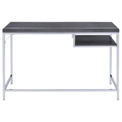 Kravitz Rectangular Writing Desk Weathered Grey and Chrome