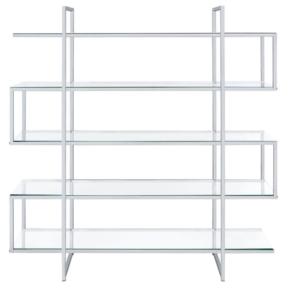 Elmer 5-shelf Bookcase Chrome and Clear